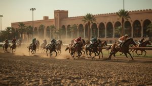 Hippodrome au Maroc, départ d'une course de galop